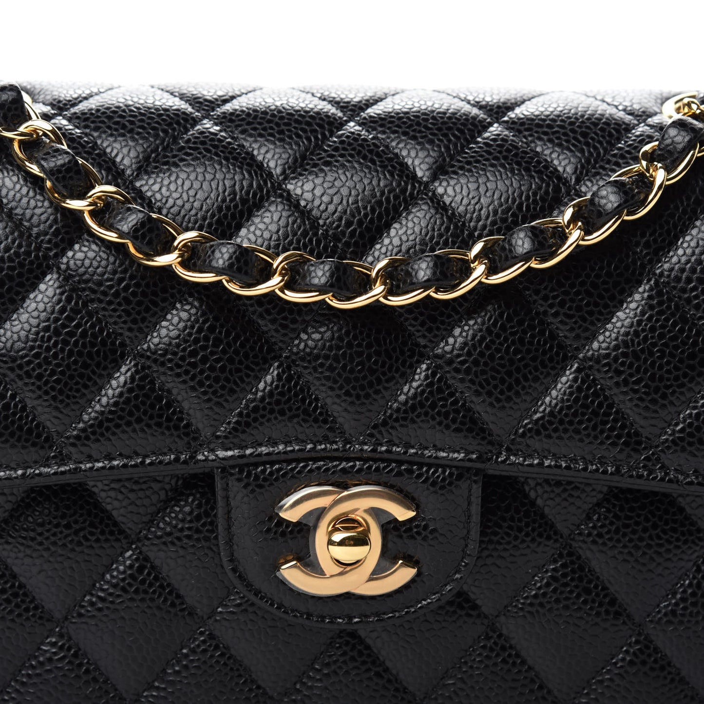 Caviar Quilted Small Double Flap Black