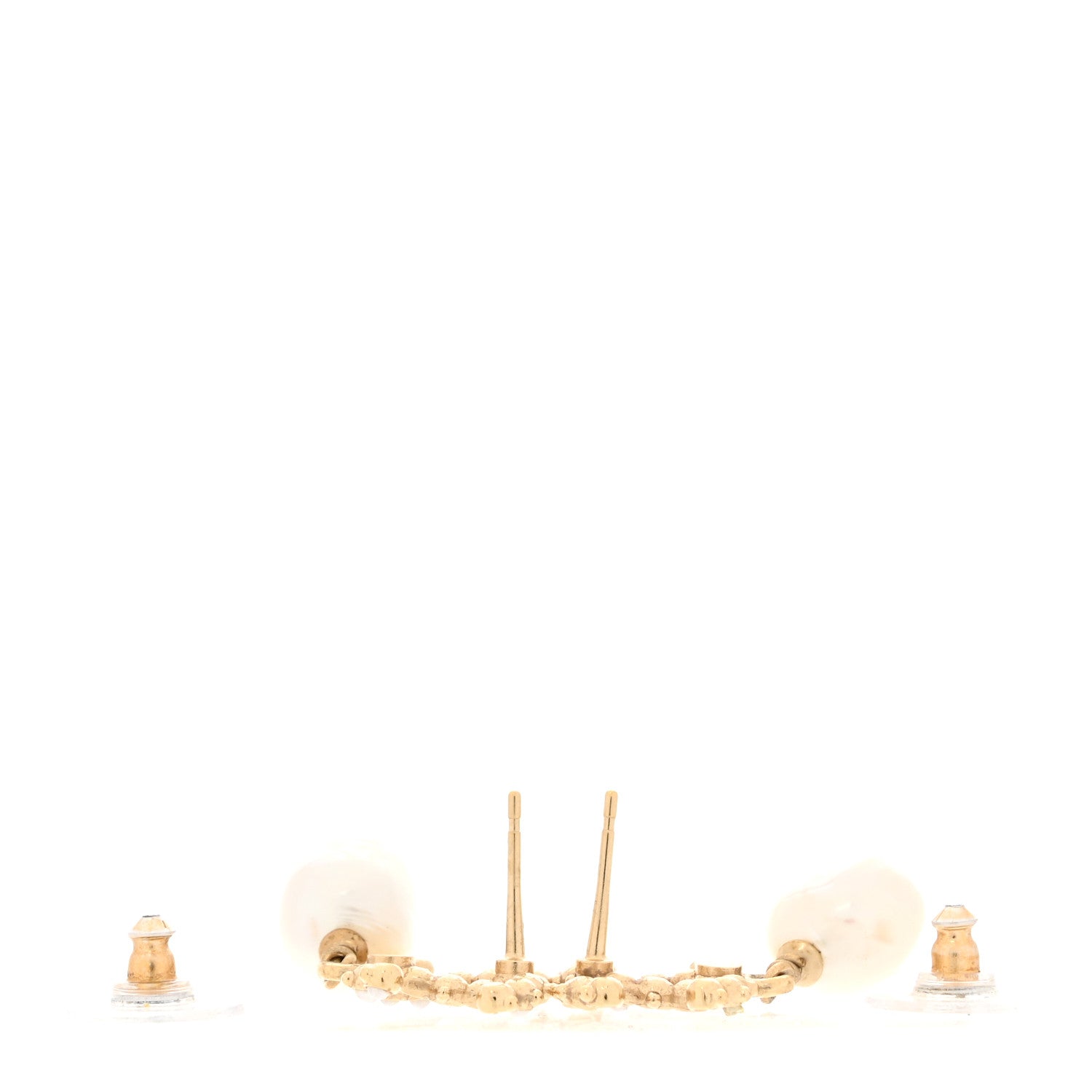 Chanel Pearl Crystal CC Drop Earrings Gold 3 of 6