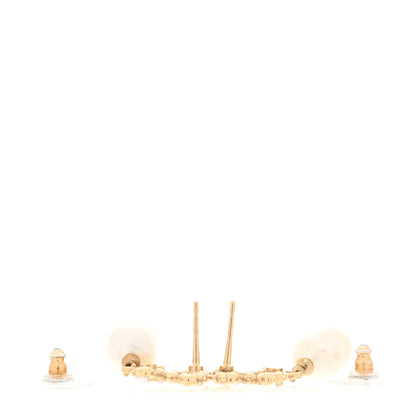 Chanel Pearl Crystal CC Drop Earrings Gold 3 of 6