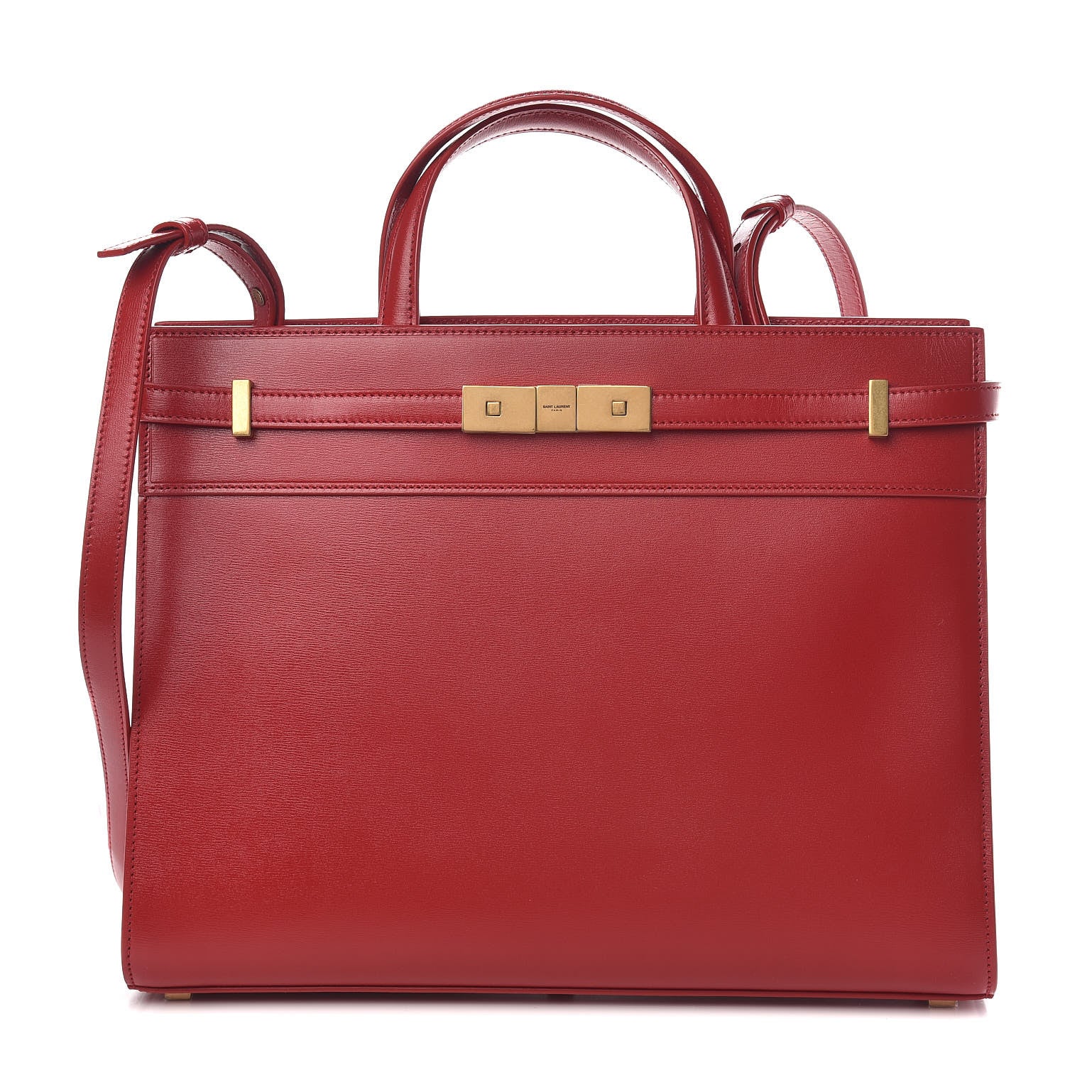 Saint Laurent Calfskin Small Manhattan Shopper Tote Red 1 of 12