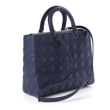 Christian Dior Ultra Matte Calfskin Cannage Large Lady Dior Blue 3 of 12