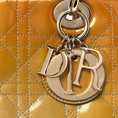 Christian Dior Metallic Patent Cannage Medium Lady Dior Yellow 6 of 8