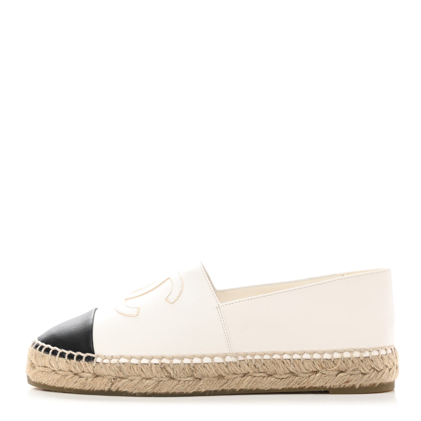 Lambskin CC Espadrilles 38 White Black
