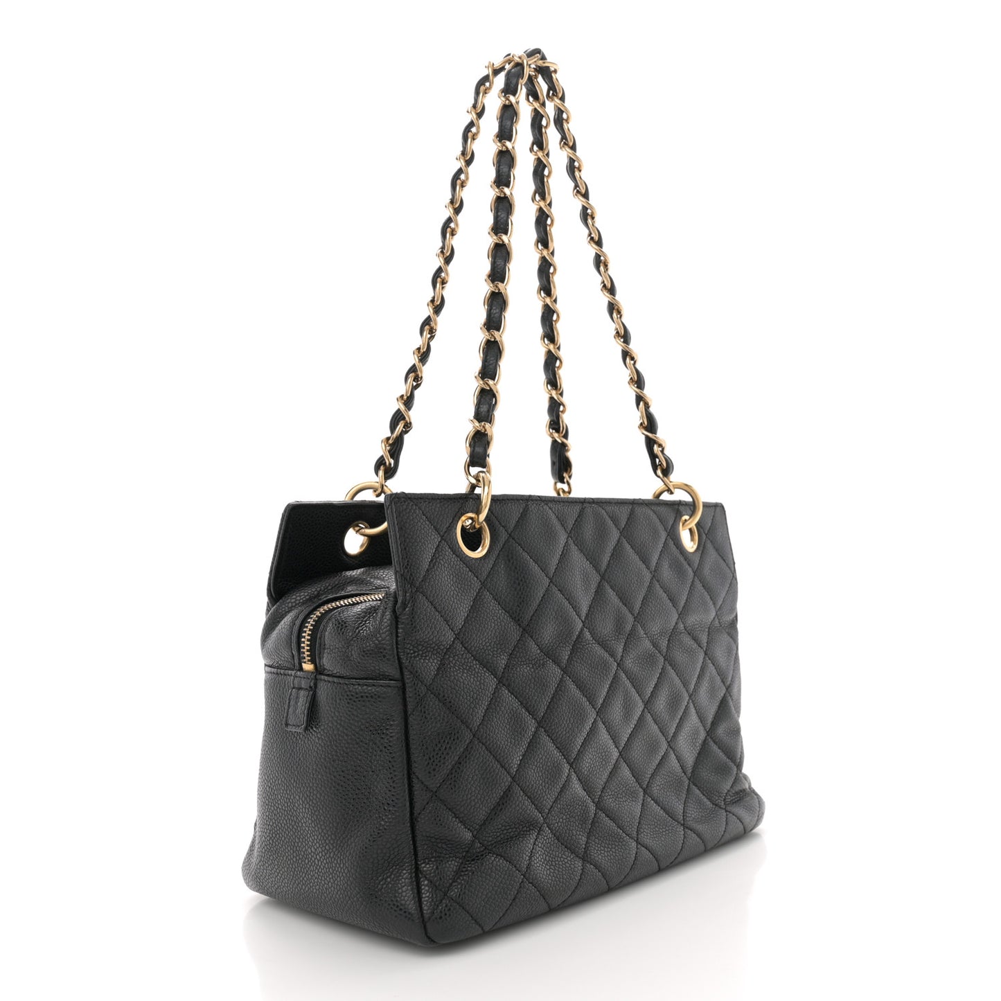 Caviar Quilted Petit Timeless Tote PTT Black
