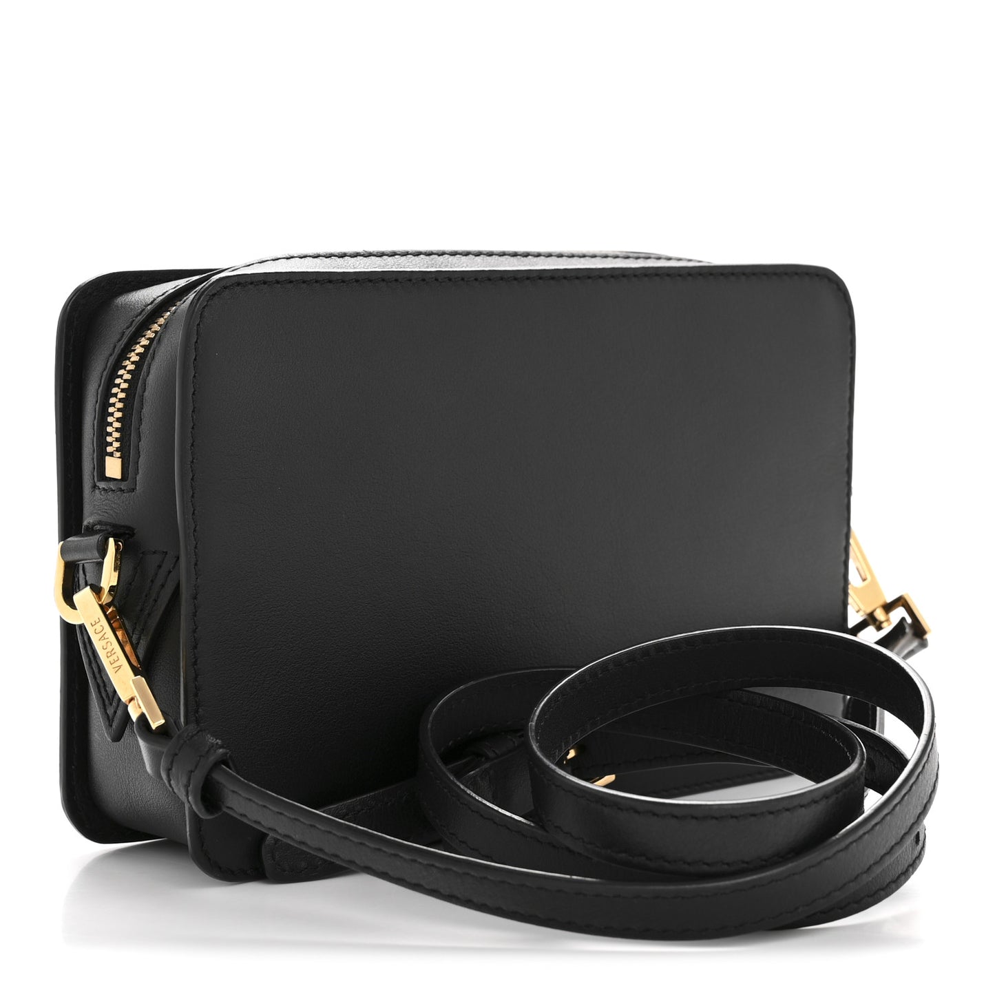 Calfskin Medusa Biggie Shoulder Bag Black