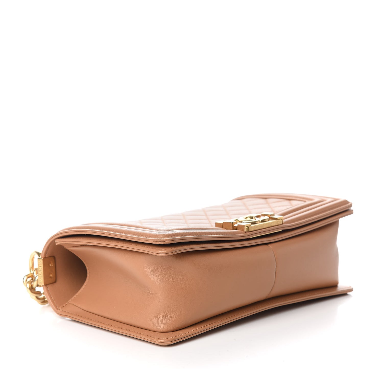Lambskin Quilted Medium Boy Flap Beige