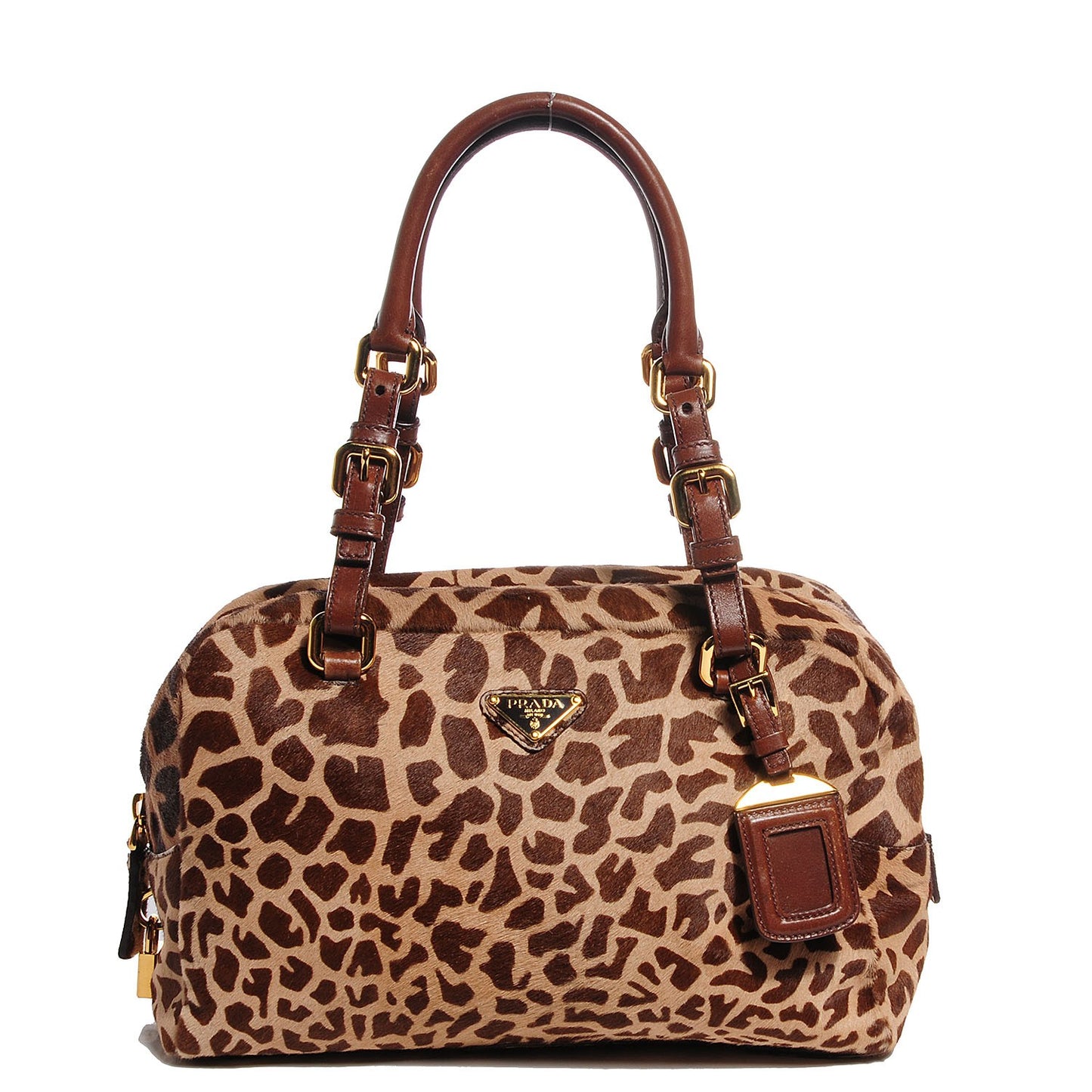 Calf Hair Giraffe Print Tote Sabbia Moro