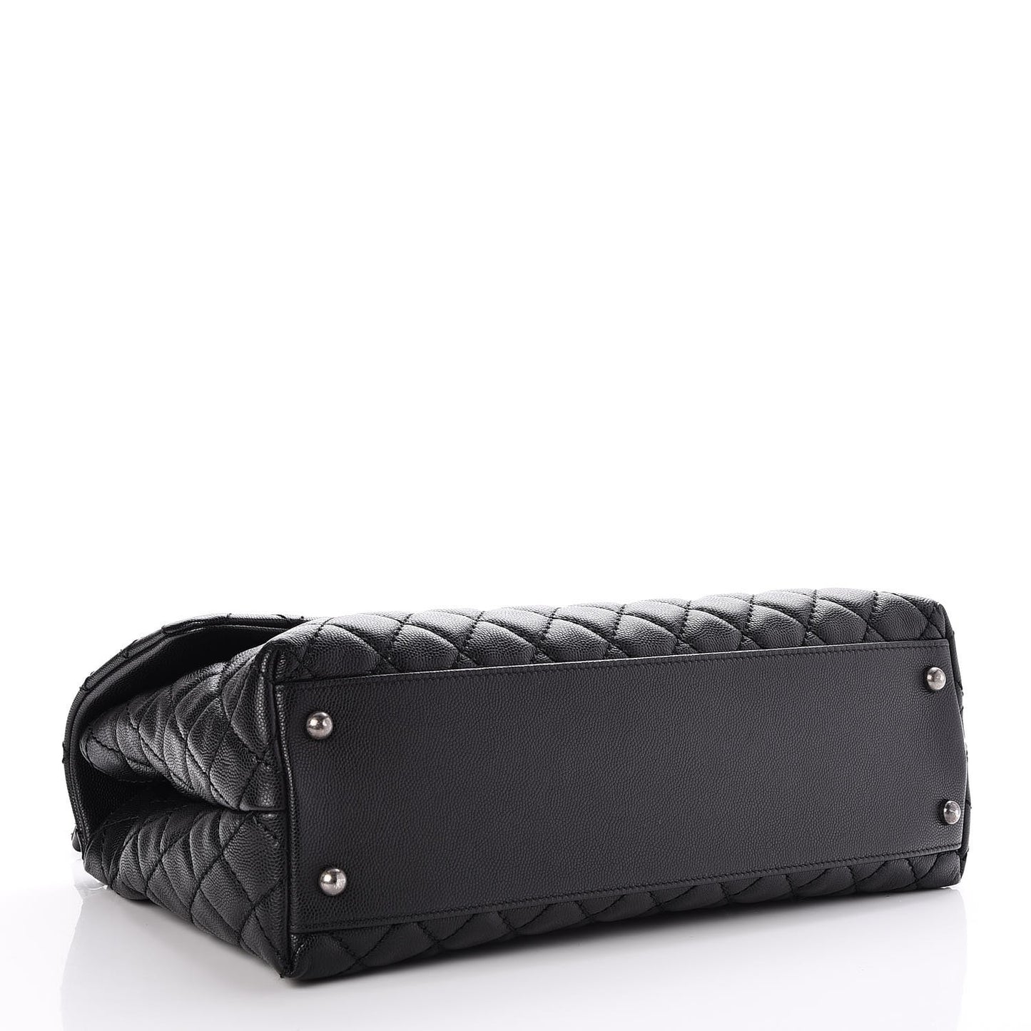 Caviar Lizard Quilted Medium Coco Handle Flap Black