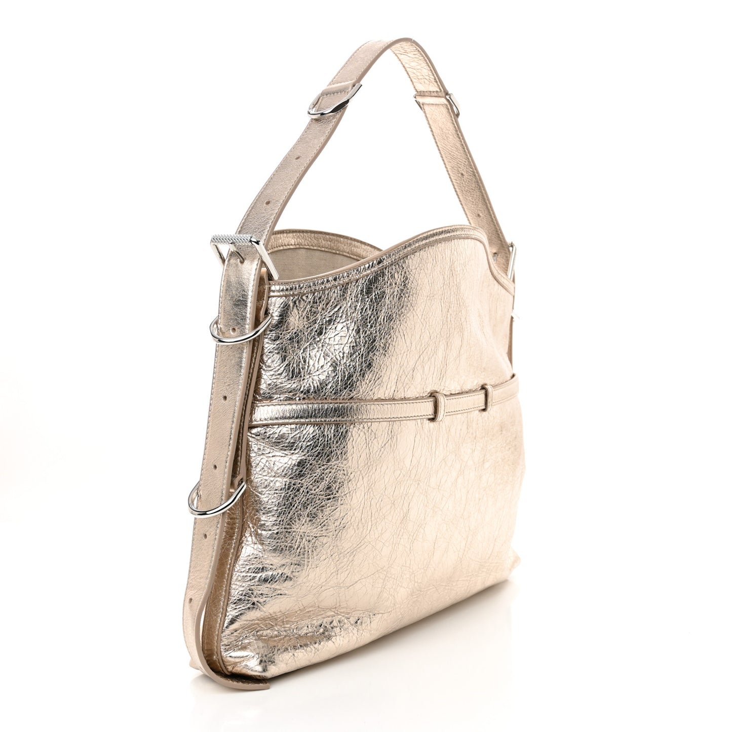 Metallic Calfskin Medium Voyou Bag Dusty Gold