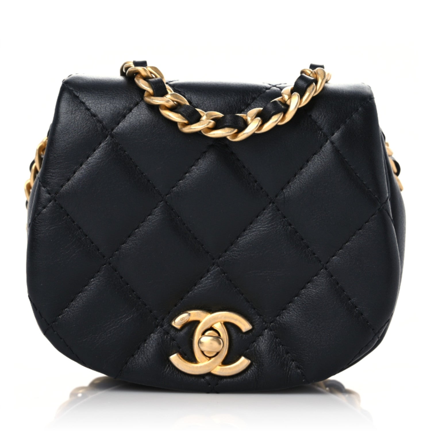 Chanel Calfskin Quilted Mini Coco Mail Clutch with Chain Black 1 of 11