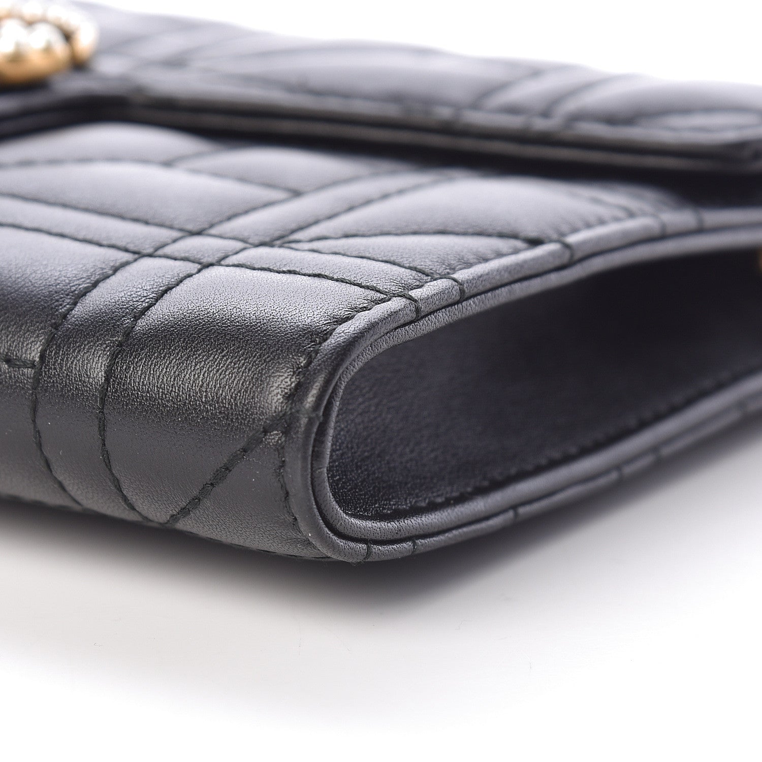 Gucci Calfskin Matelasse Mini Pearly GG Marmont Chain Wallet Black 10 of 10