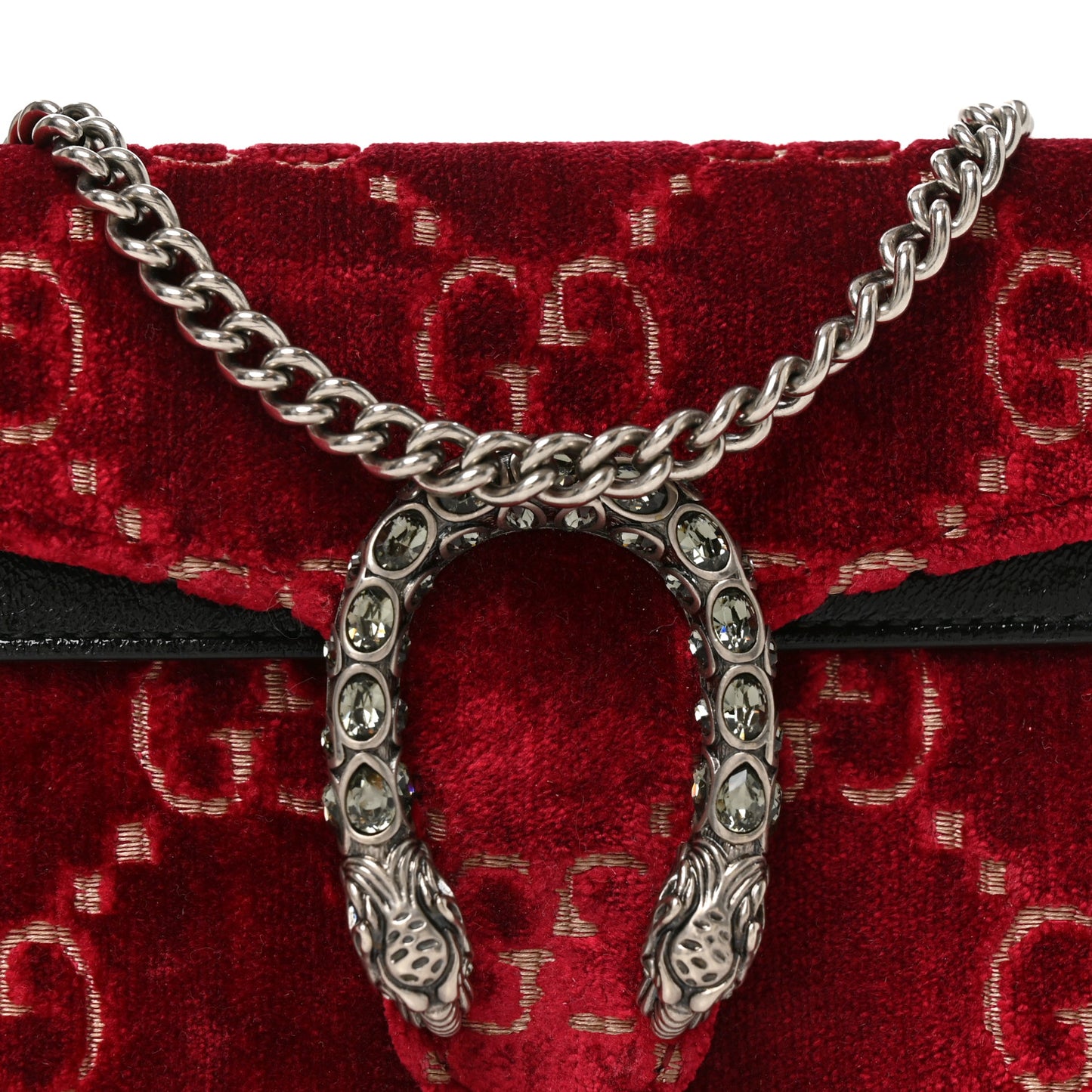 Velvet GG Monogram Super Mini Dionysus Shoulder Bag Red Cipria Black