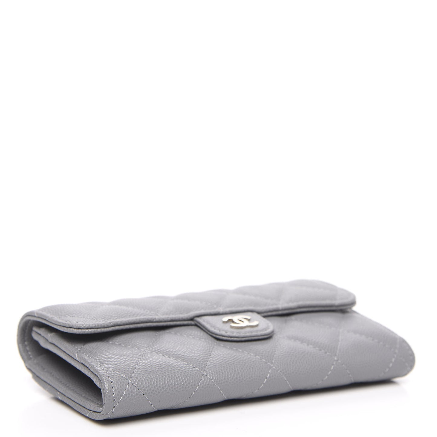Caviar Quilted Medium Flap Wallet Grey