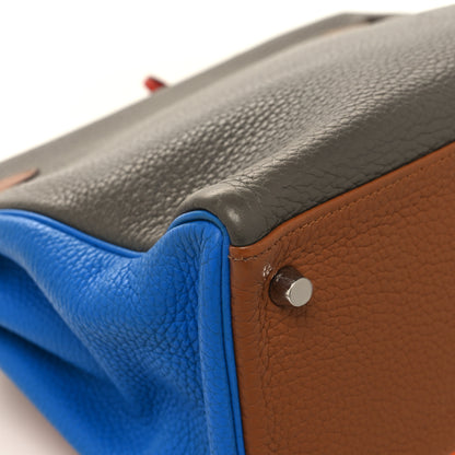 Hermes Taurillon Clemence Arlequin Kelly Retourne 32 Orange Sanguine Gold 11 of 15