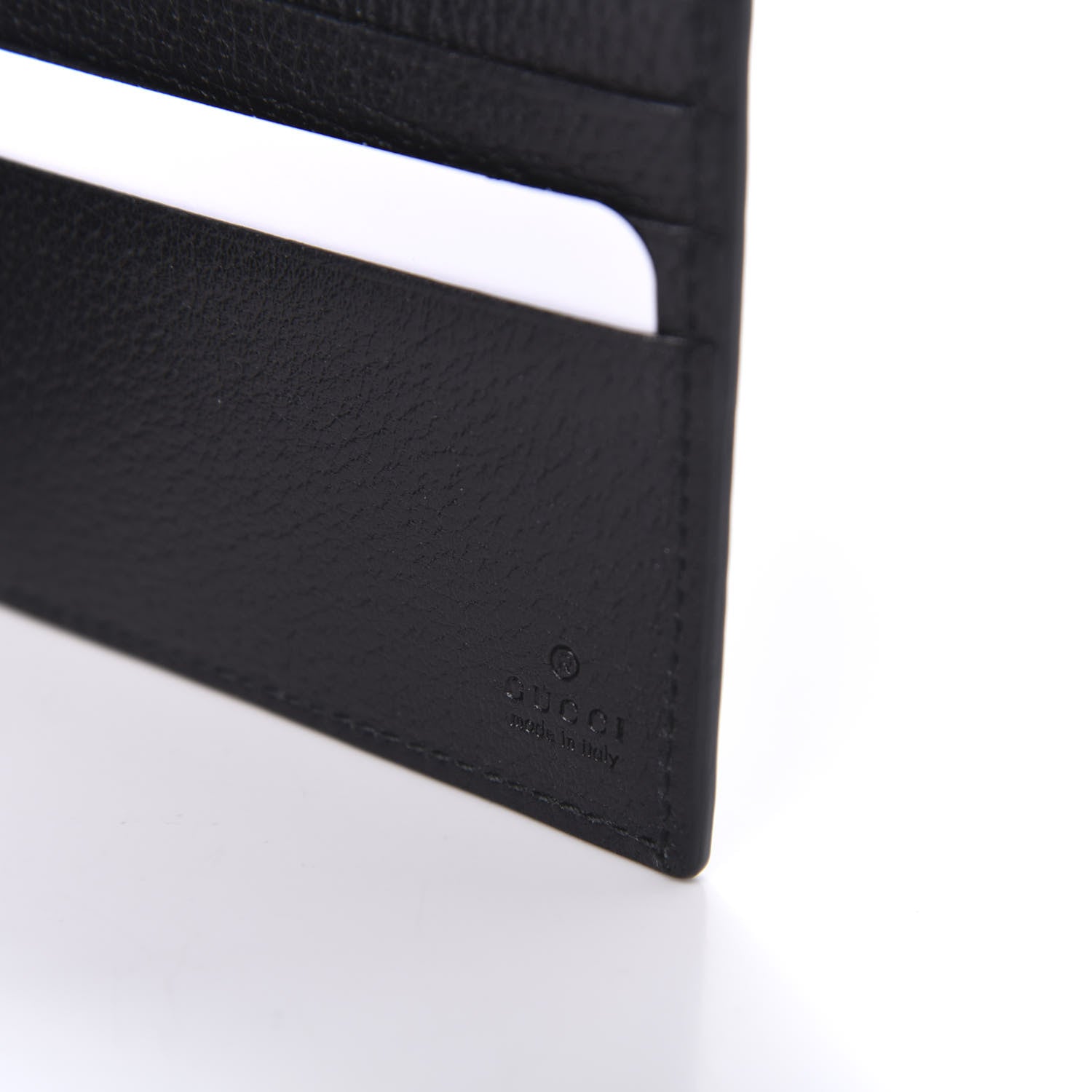 Gucci Textured Dollar Calfskin Nylon Gucci Stripe New Web Bi-Fold Wallet Black Ecru Verde Rosso 6 of 7