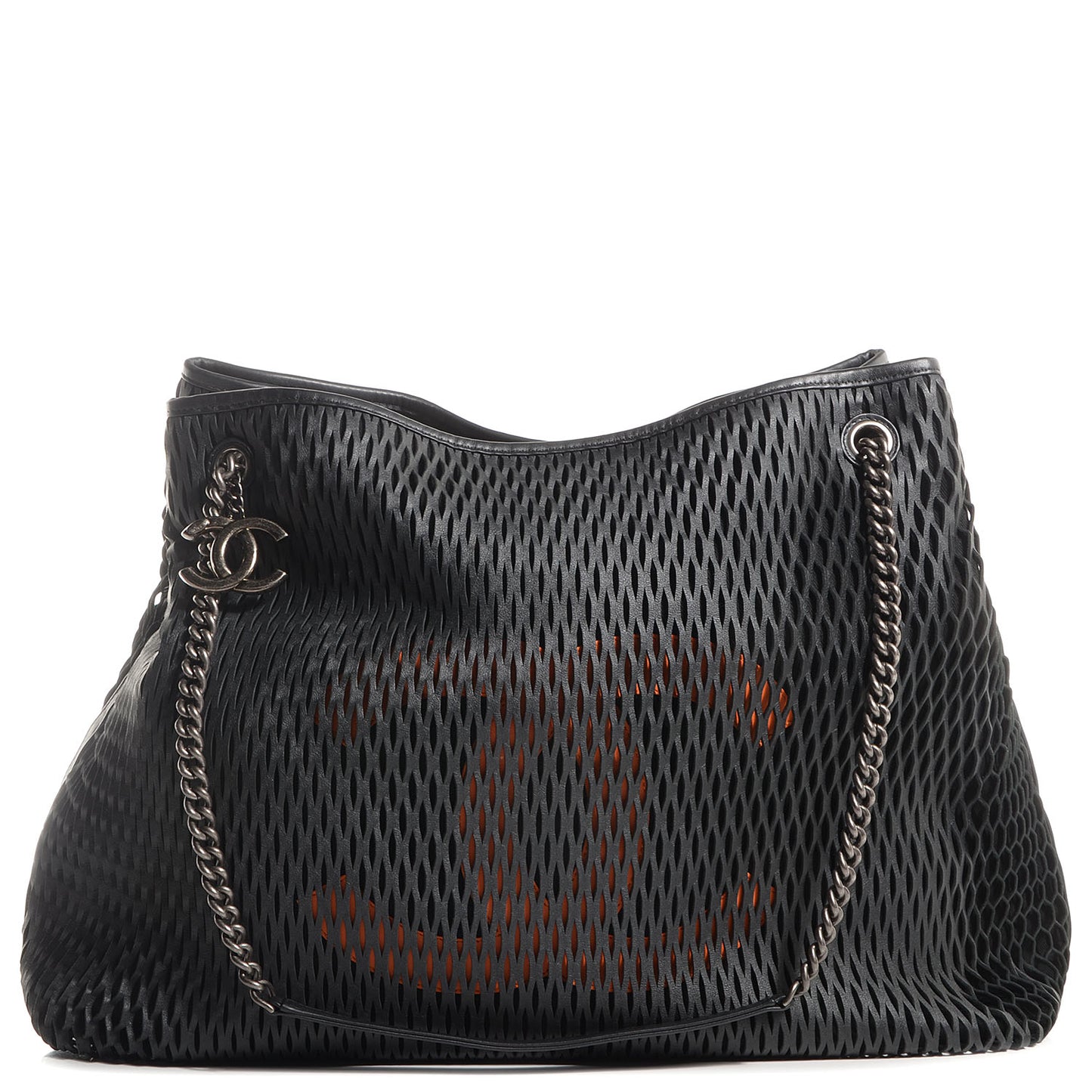 Calfskin Laser Cut Perforated CC Tote Black