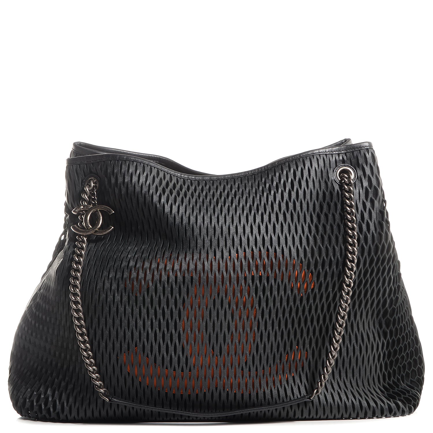 Chanel Calfskin Laser Cut Perforated CC Tote Black 1 of 7