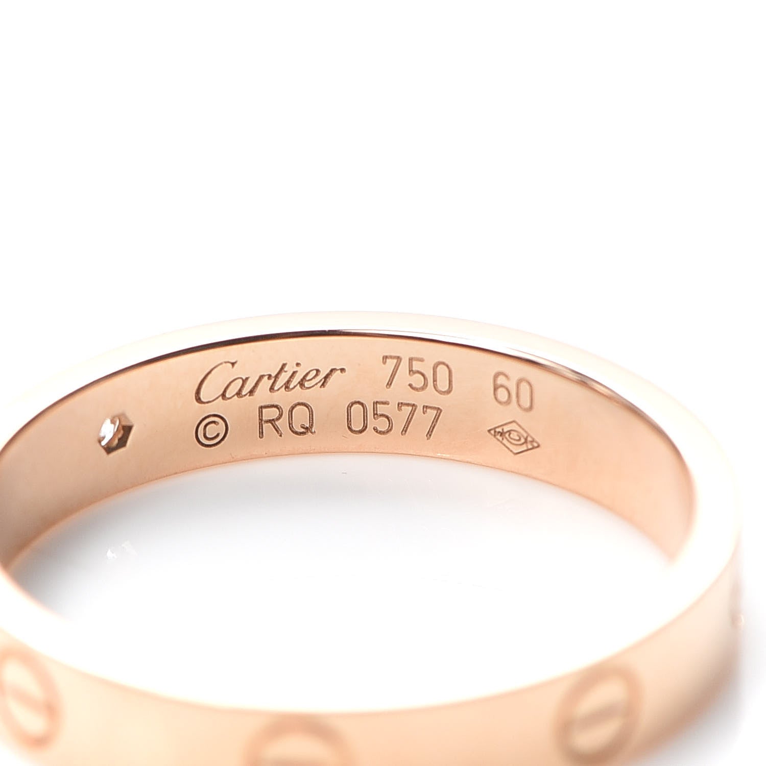 Cartier 18K Pink Gold Diamond 4mm LOVE Wedding Band Ring 60 9.25 4 of 5