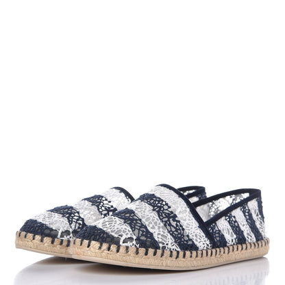 Louis Vuitton Crochet Lace Stripe Espadrille Flats 40 Navy 3 of 9