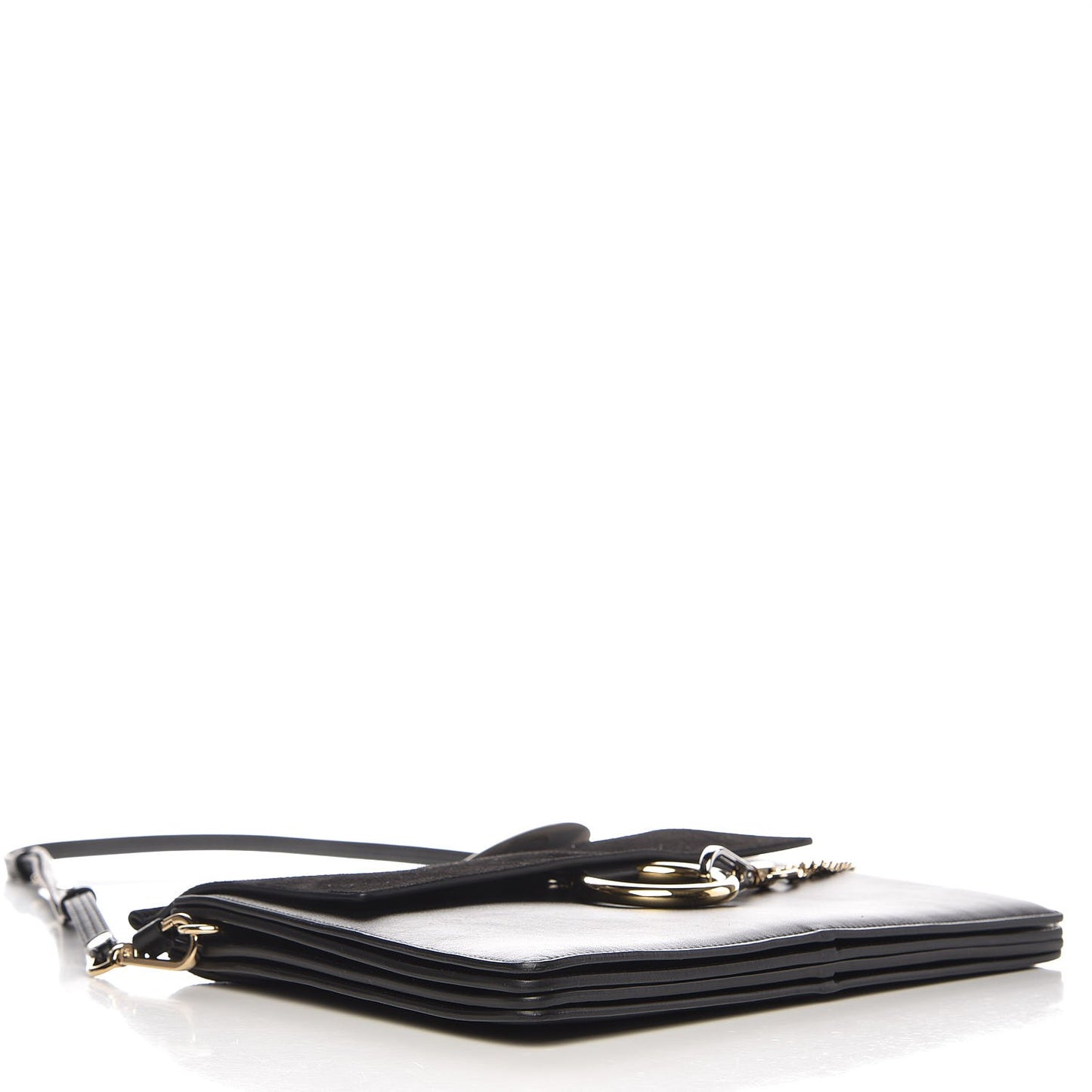 Suede Calfskin Medium Faye Shoulder Bag Black