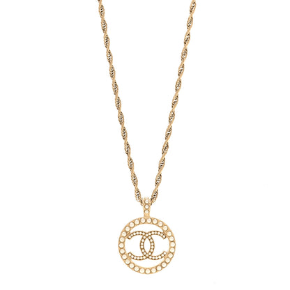 Chanel Pearl CC Round Pendant Necklace Gold 4 of 6