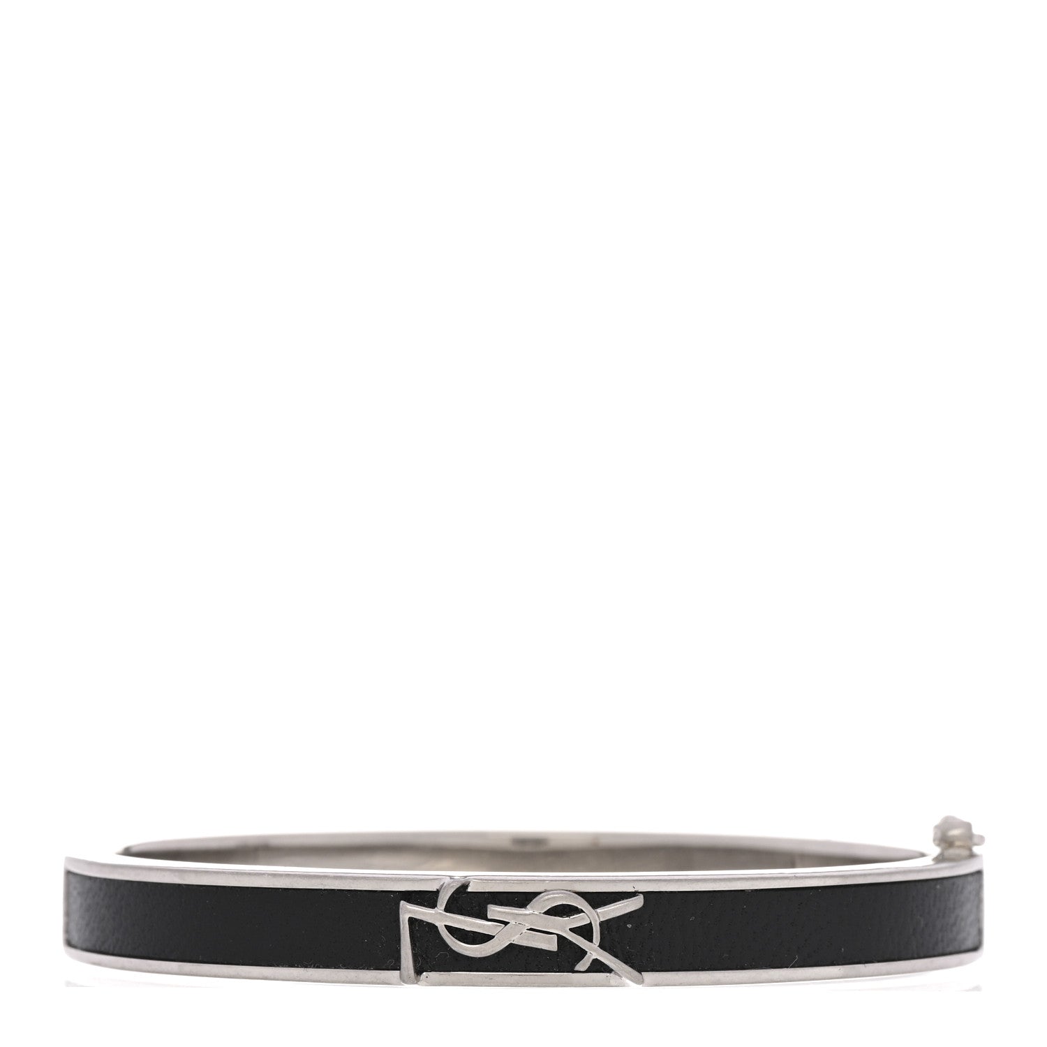 Saint Laurent Metal Calfskin YSL Bracelet M Black 1 of 6