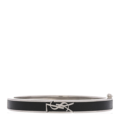 Saint Laurent Metal Calfskin YSL Bracelet M Black 1 of 6