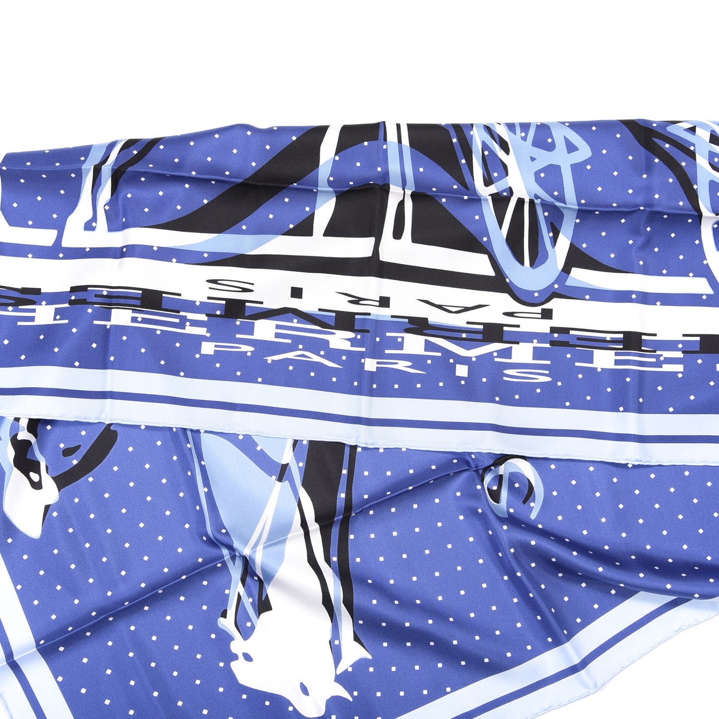 Silk Caleche Elastique Scarf 90 Ciel Bleu Gitane White