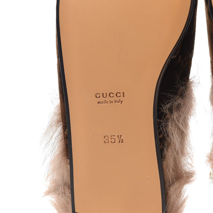 Gucci Velvet GG Monogram Fur Womens Princetown Slippers 35.5 Brown Black Natural 6 of 8