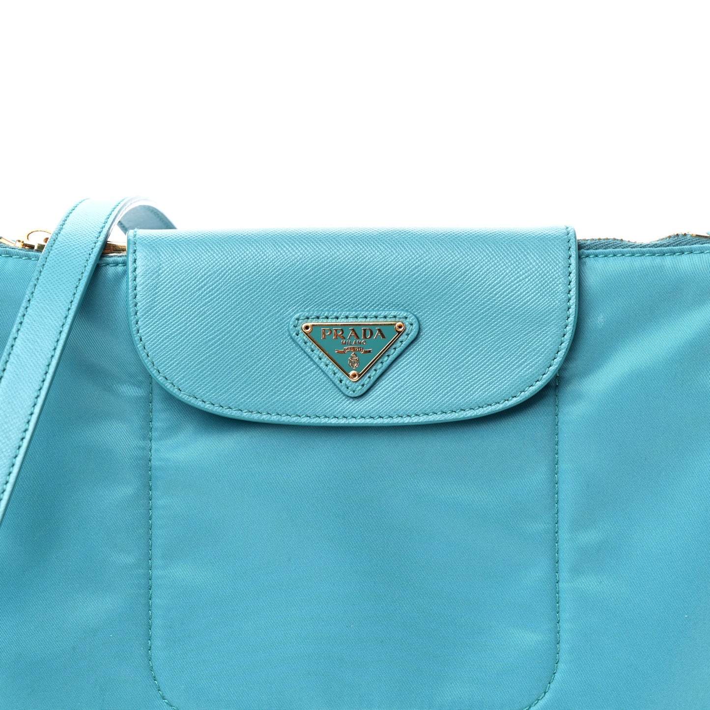 Tessuto Nylon Saffiano Crossbody Bag Turchese