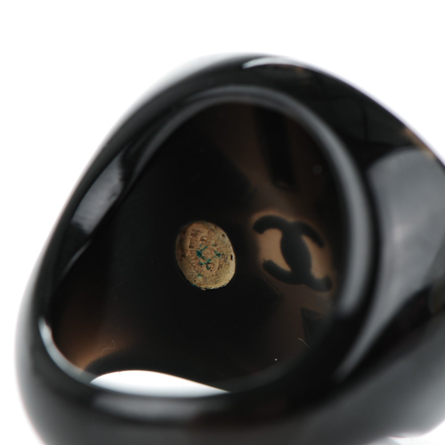 Resin Baguette Crystal CC Round Ring 7 Black