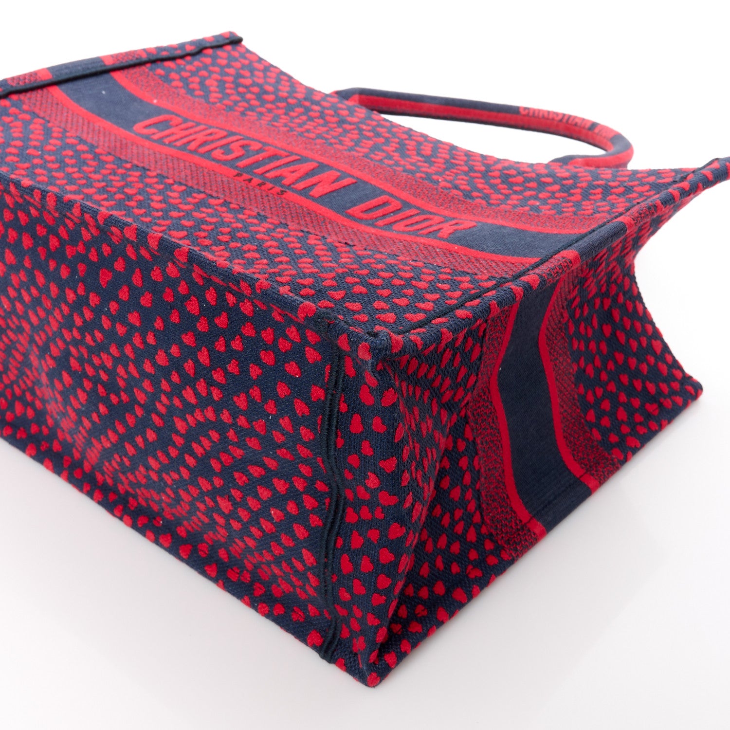 Christian Dior Canvas Embroidered Pop Heart I Love Paris Medium Book Tote Red Multicolor 10 of 12