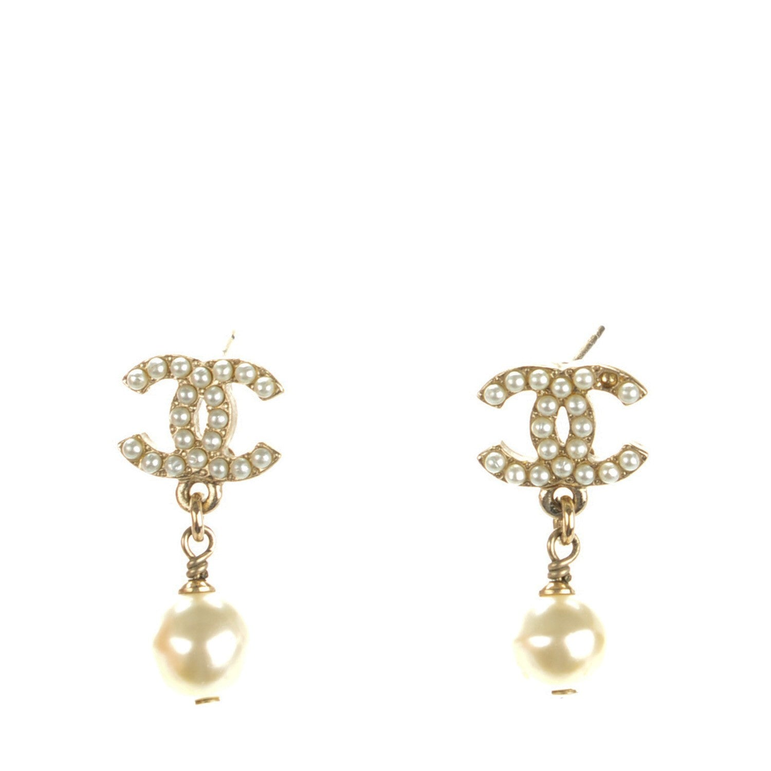 Chanel Pearl CC Drop Earrings Gold 1 of 7