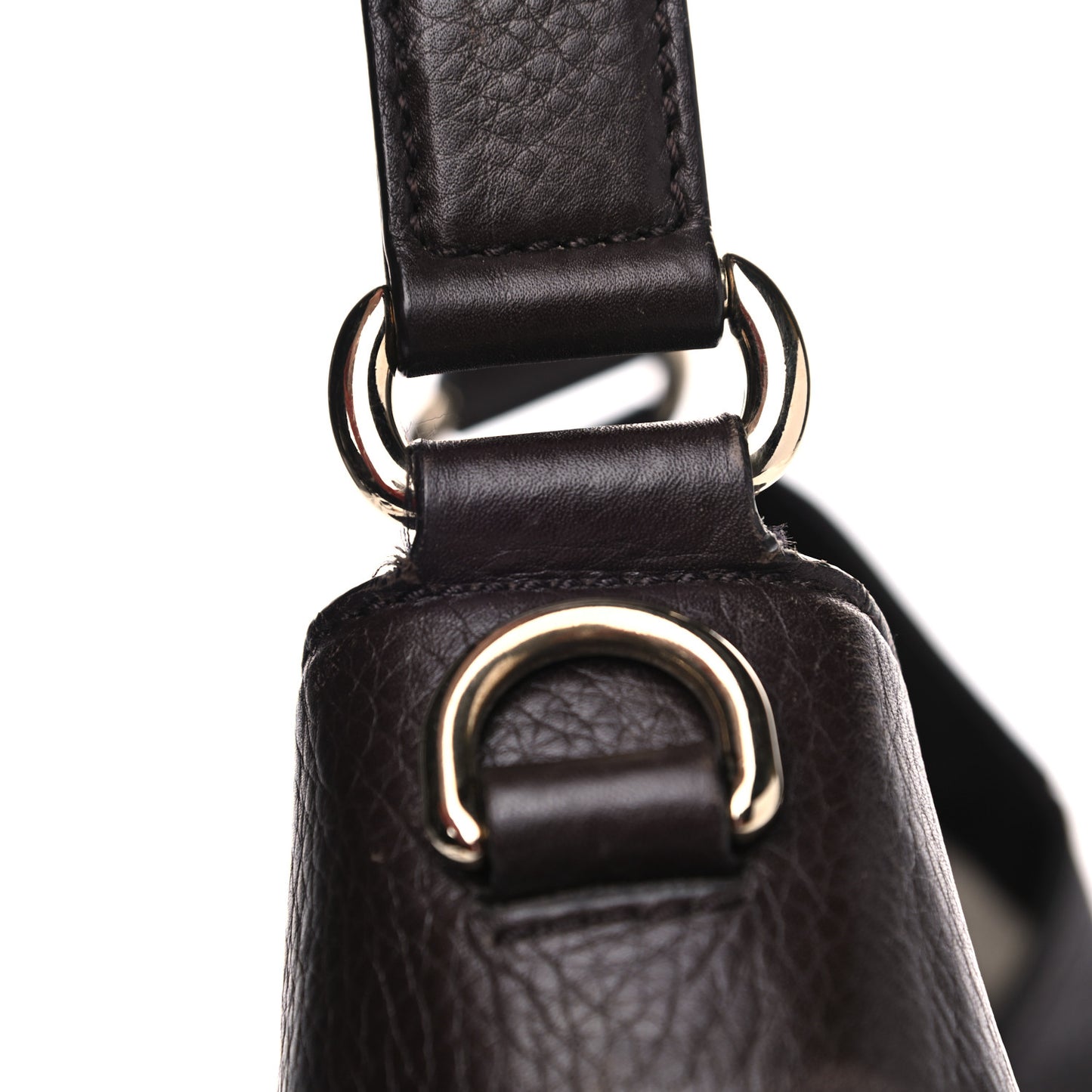 Calfskin Web Medium Dressage Hobo Coffee Brown