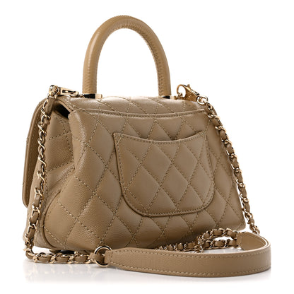 Chanel Caviar Lizard Embossed Quilted Extra Mini Coco Handle Flap Dark Beige 3 of 10