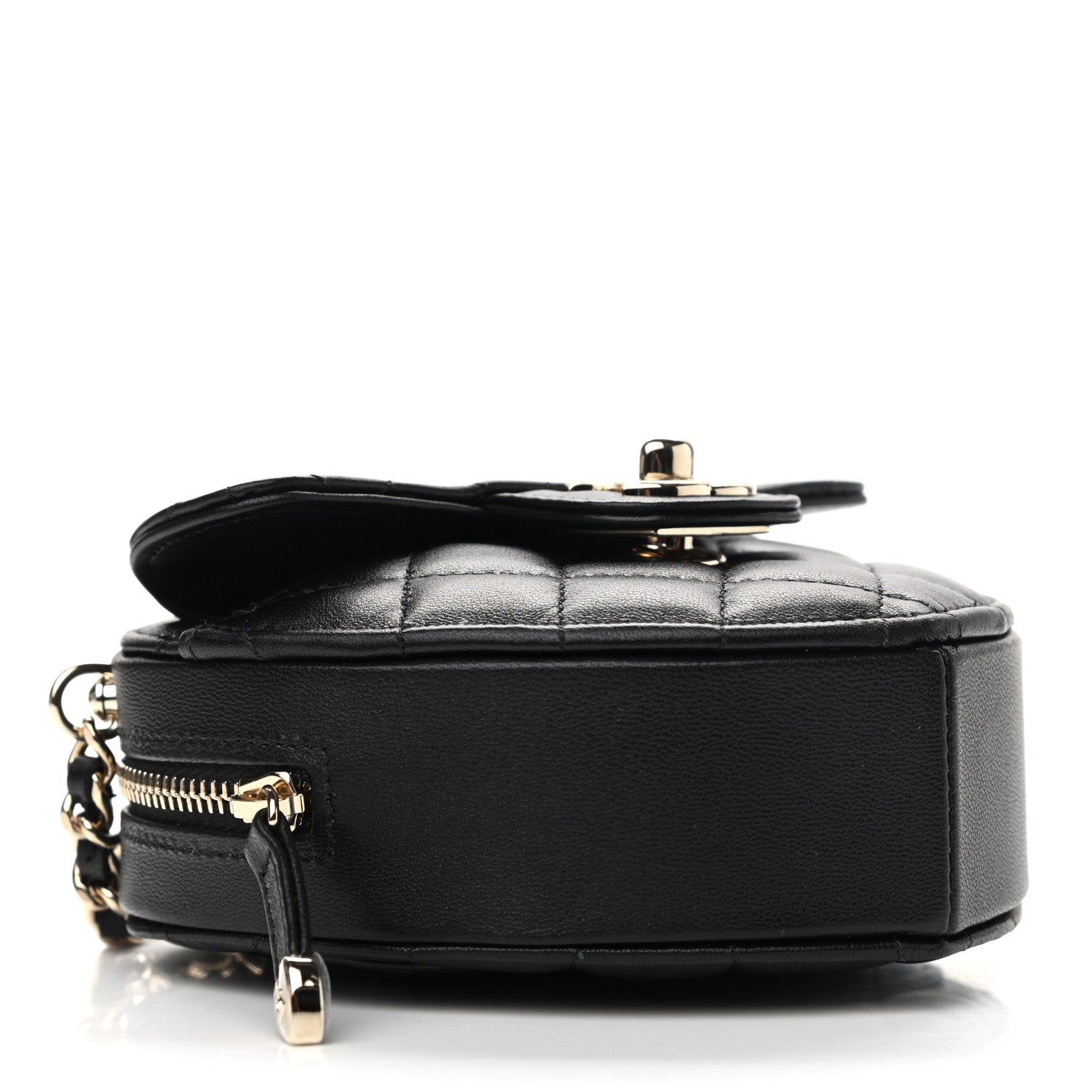 Chanel Lambskin Quilted CC In Love Heart Clutch With Chain Black 4 of 11