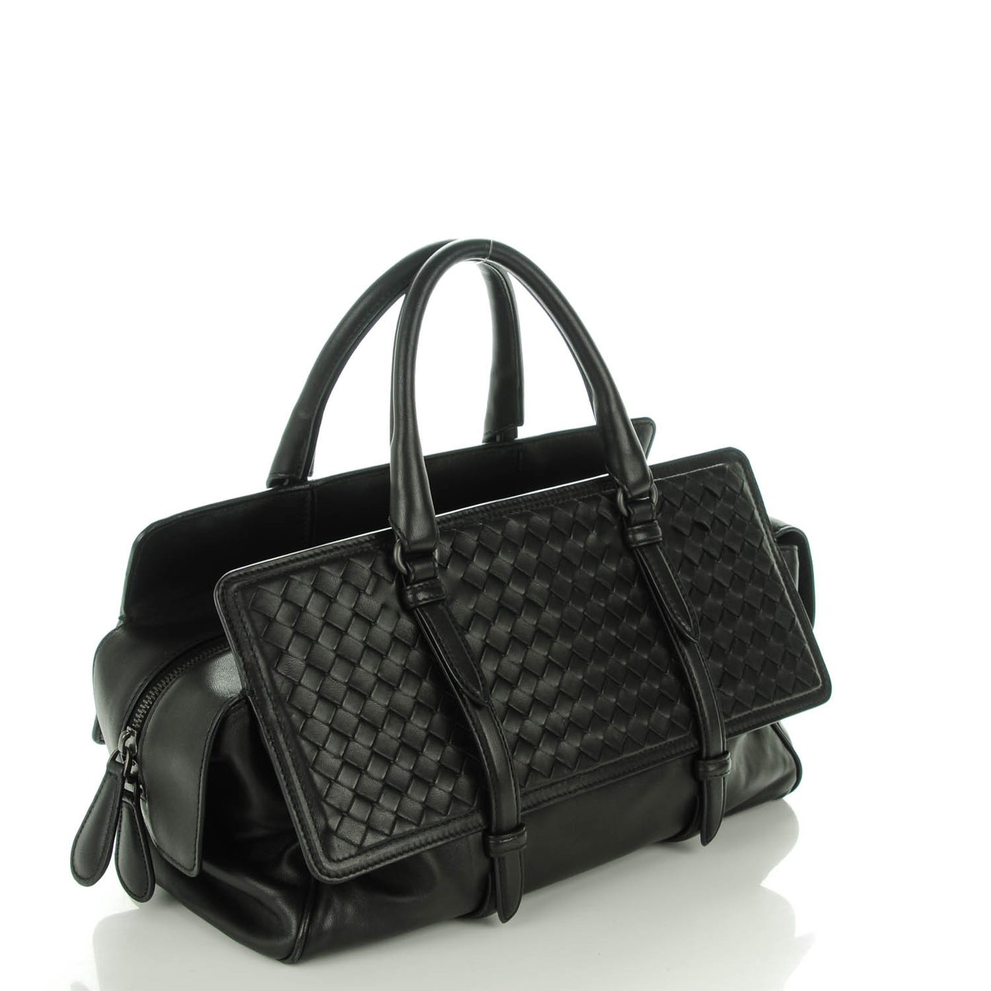 Nappa Intrecciato Medium Monaco Satchel Nero Black