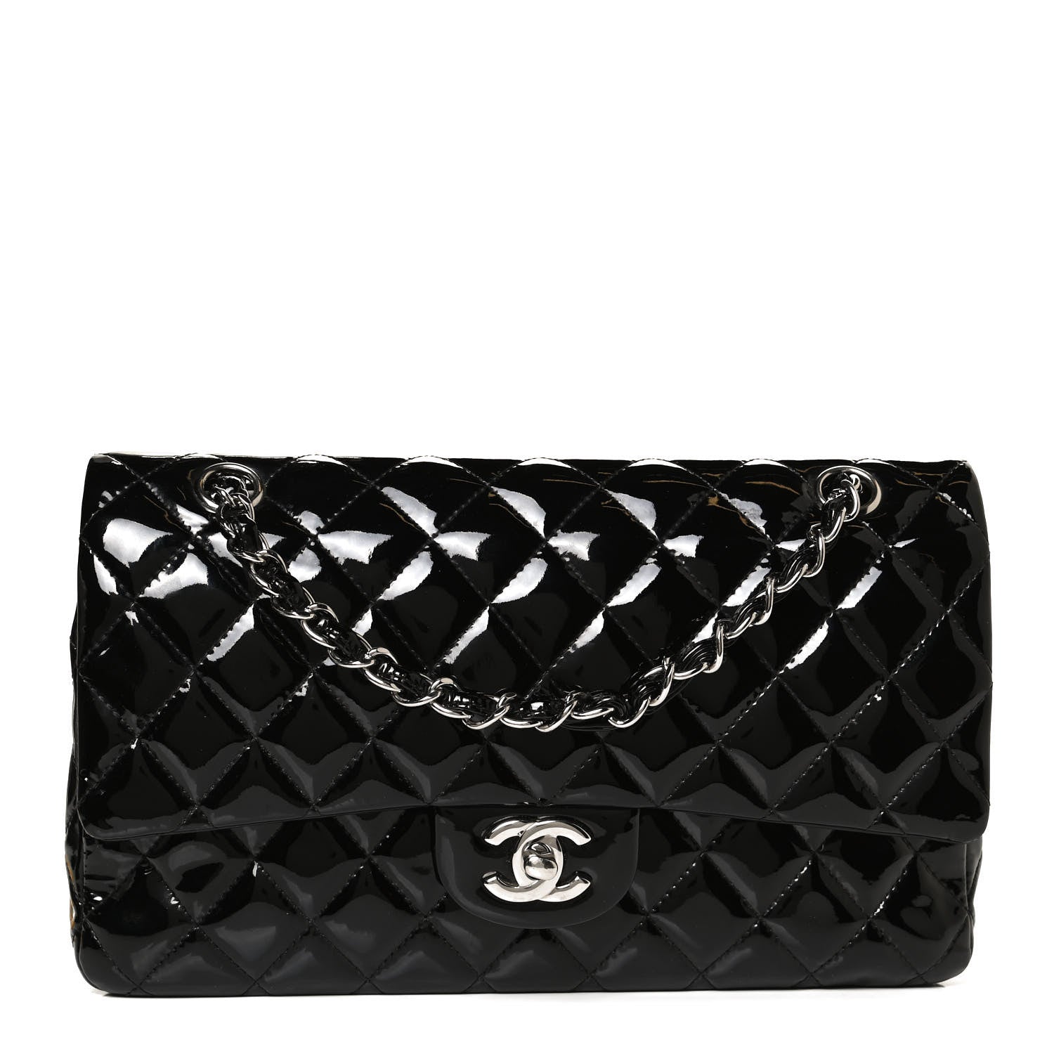 Chanel Patent Quilted Medium Double Flap Black 1 of 11