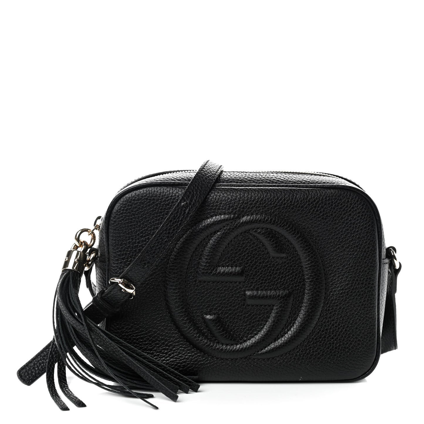 Pebbled Calfskin Small Soho Disco Bag Black