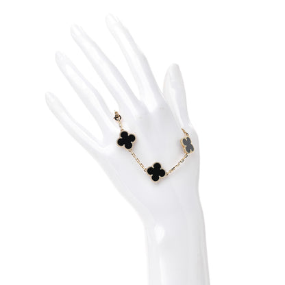 Van Cleef & Arpels 18K Yellow Gold Black Onyx 5 Motifs Vintage Alhambra Bracelet 2 of 6