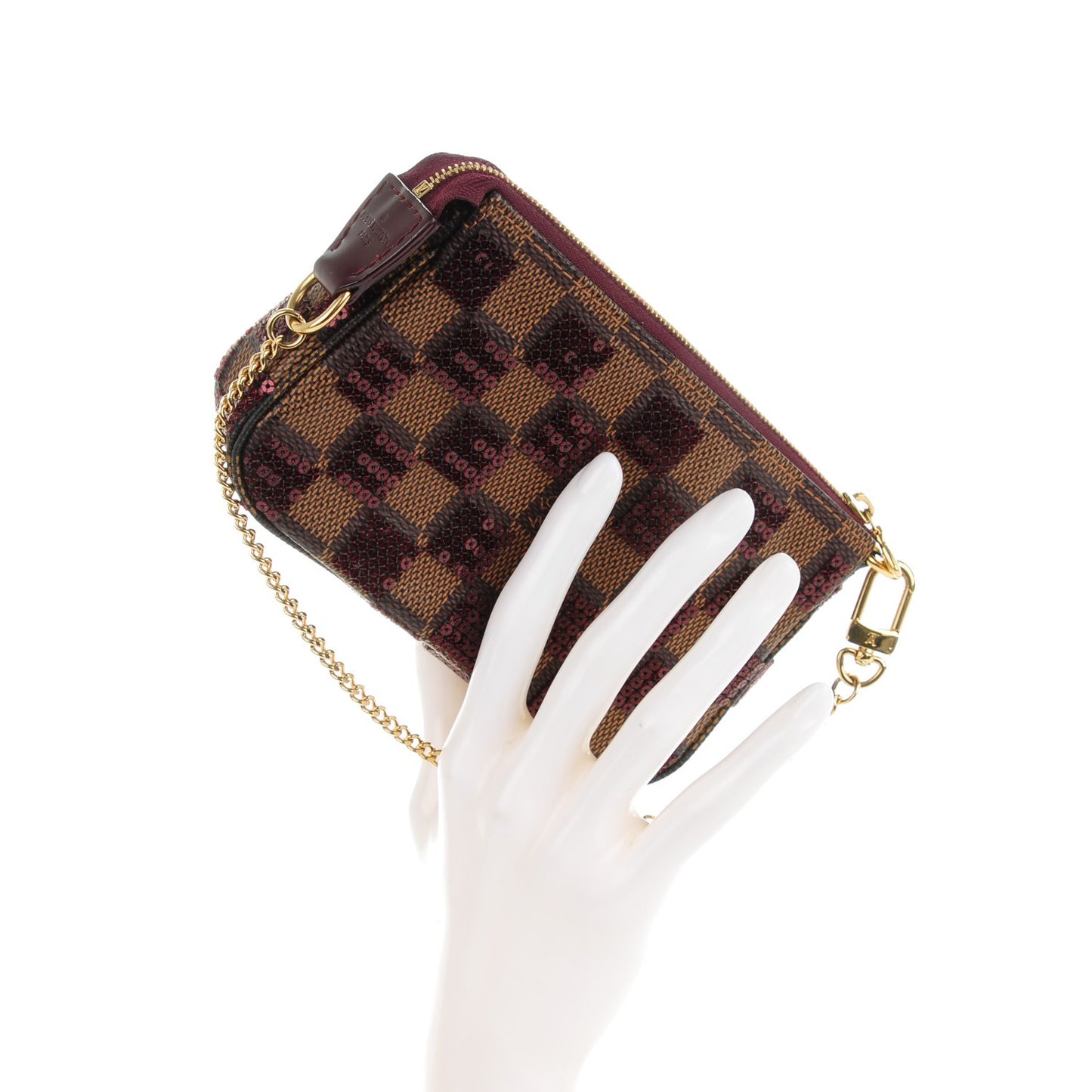 Damier Paillettes Mini Pochette Accessories Red