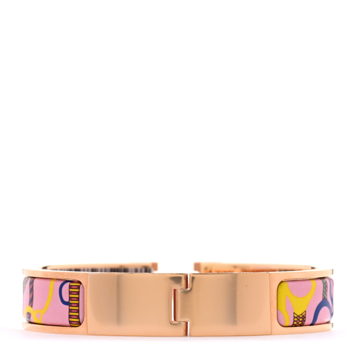 Hermes Enamel Printed Narrow Panoplie Equestre Clic H Bracelet PM Pink Delirium 3 of 4