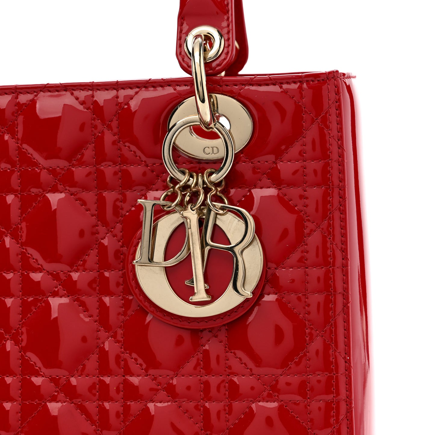 Patent Cannage Medium Lady Dior Red