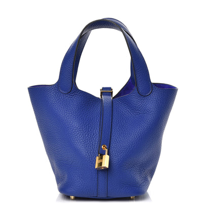 Hermes Taurillon Clemence Picotin Lock 18 PM Bleu Electrique 1 of 7
