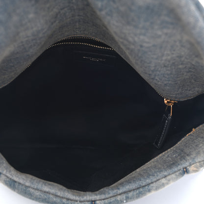 Saint Laurent Denim Quilted Medium Loulou Puffer Monogram Chain Satchel Blue Cinnamon 5 of 9