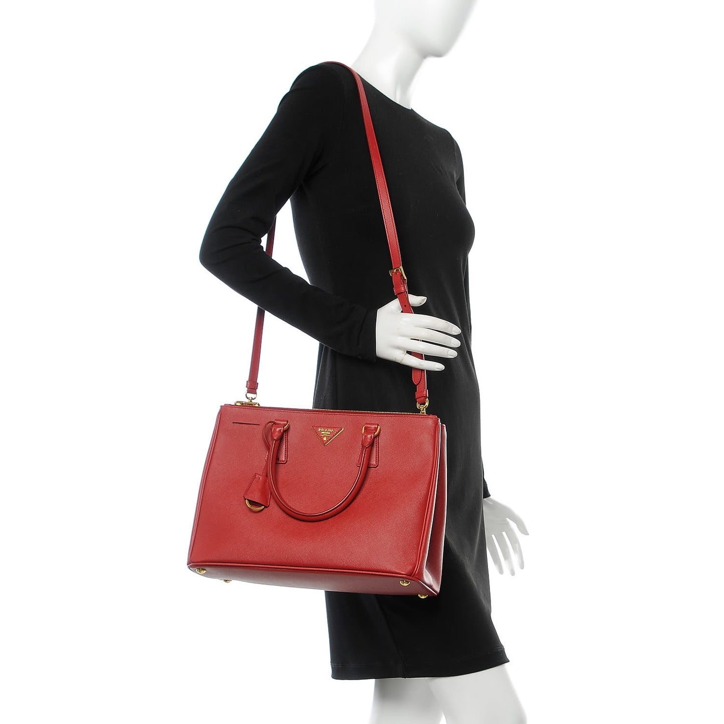 Saffiano Medium Galleria Double Zip Tote Fuoco