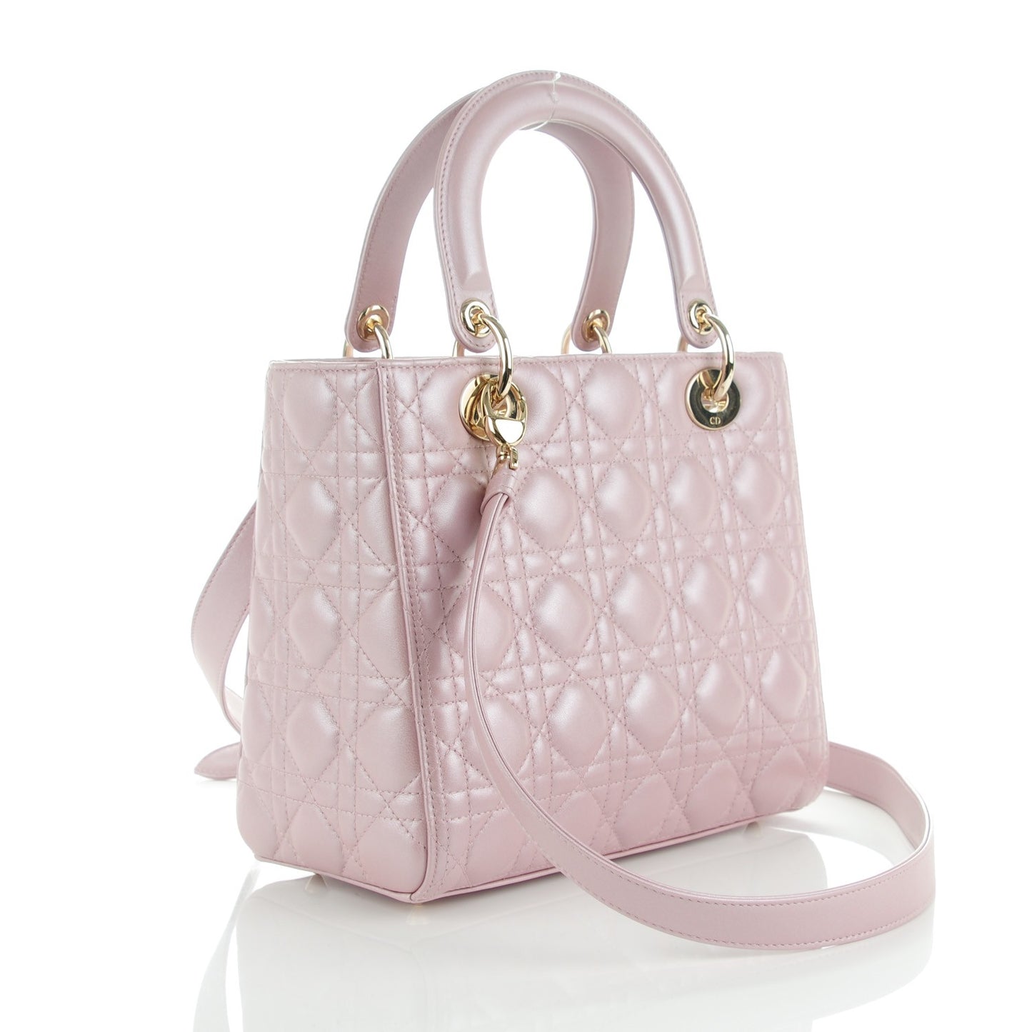Pearly Lambskin Cannage Medium Lady Dior Lotus