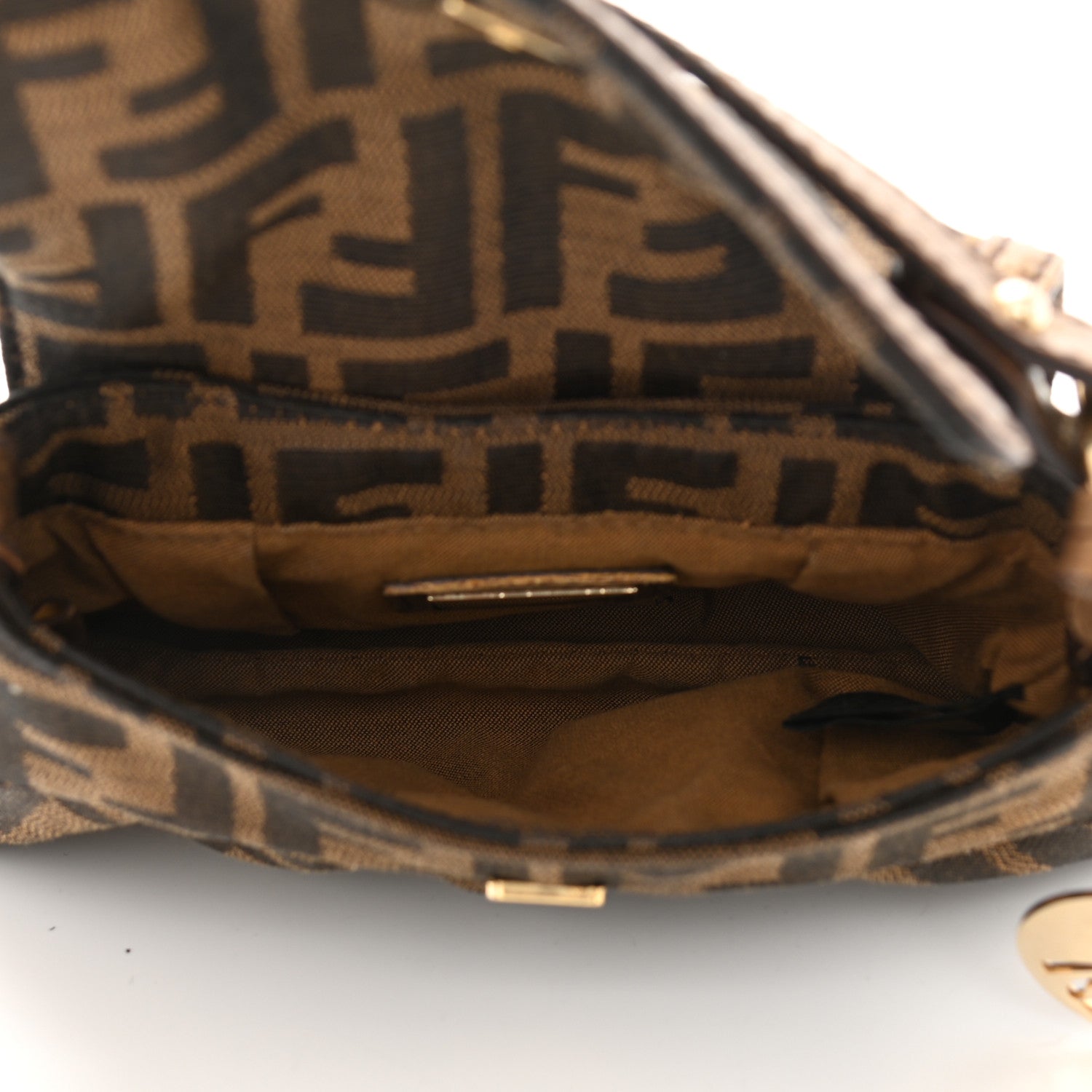 Fendi Zucca Laminated Vachetta Mini Chef Shoulder Bag Tobacco Bronzo 5 of 10