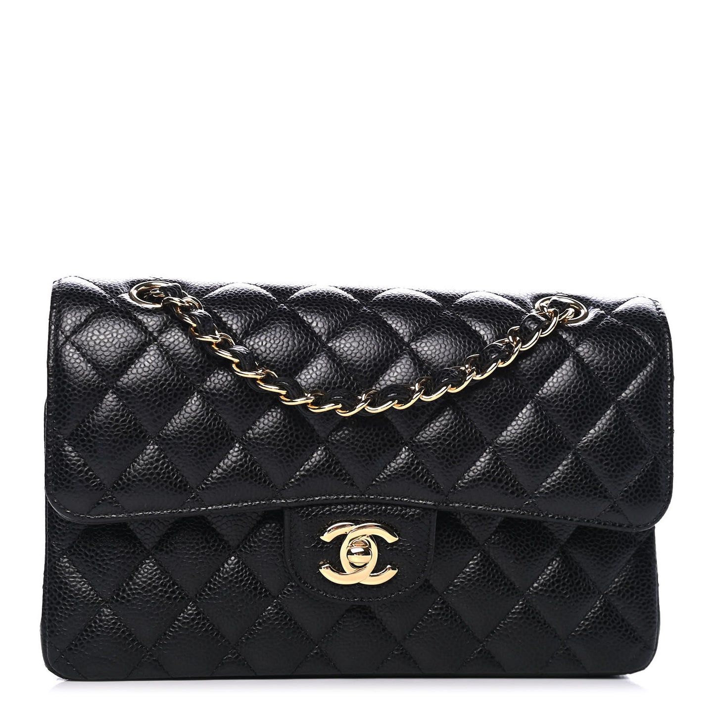 Caviar Quilted Small Double Flap Black