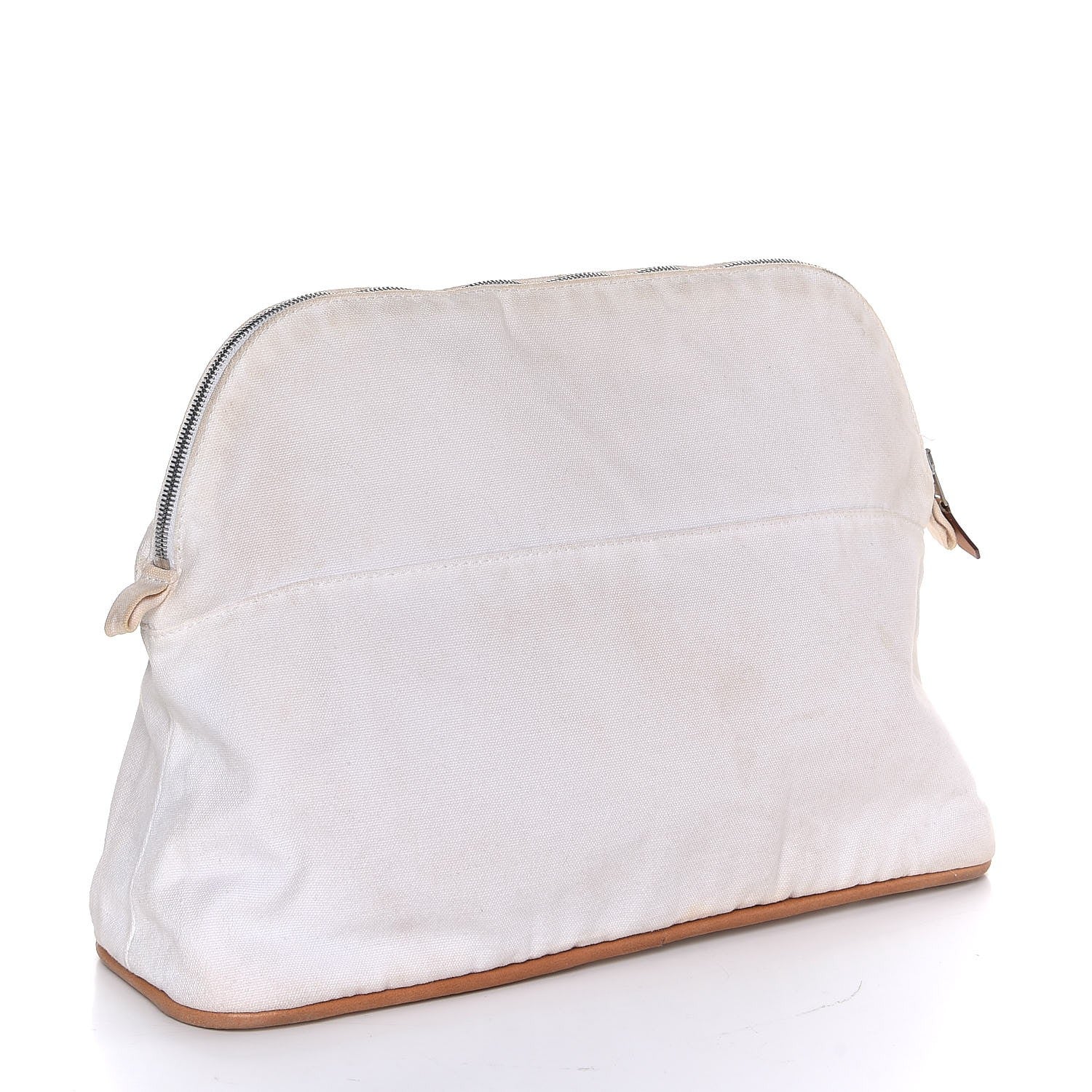 Hermes Cotton Canvas Bolide Travel Cosmetic Pouch White 3 of 9
